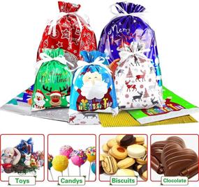 img 2 attached to 🎁 Assorted Christmas Drawstring Gift Bags - 18PCS Christmas Wrapping Bags for Goodies, Candy, and Party Favors - Ideal for Birthdays and Christmas Celebrations