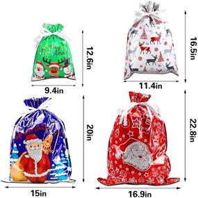 img 3 attached to 🎁 Assorted Christmas Drawstring Gift Bags - 18PCS Christmas Wrapping Bags for Goodies, Candy, and Party Favors - Ideal for Birthdays and Christmas Celebrations