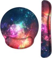 🌌 haocoo keyboard wrist rest and ergonomic mouse pad wrist support set with non-slip backing, memory foam-filled, easy-typing, and pain relief - ideal for gaming, office, computer, laptop (galaxy design)" logo