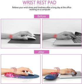 img 2 attached to 🌌 HAOCOO Keyboard Wrist Rest and Ergonomic Mouse Pad Wrist Support Set with Non-Slip Backing, Memory Foam-Filled, Easy-Typing, and Pain Relief - Ideal for Gaming, Office, Computer, Laptop (Galaxy Design)"