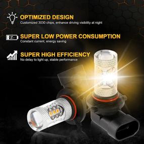 img 2 attached to 🌟 Auxbeam H10 9145 9140 LED Fog Light Bulbs, 3000K Amber Yellow, Max 50W High Power 9005 9006 9040 9045 9050 9155 DRL, Signal, Turn, Parking, Tail Bulbs - Set of 2: Enhanced SEO