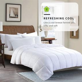 img 2 attached to 🌿 Lightweight Bamboo Cooling Comforter - Oversized King Size Duvet Insert with Bamboo Shell and Filling - Sumer Comforter for Better Sleep - 8 Ties for Secure Bedding (120x98, White)