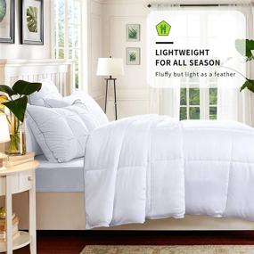 img 1 attached to 🌿 Lightweight Bamboo Cooling Comforter - Oversized King Size Duvet Insert with Bamboo Shell and Filling - Sumer Comforter for Better Sleep - 8 Ties for Secure Bedding (120x98, White)