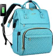 stylish lovevook laptop backpack for women: perfect for business, travel, and students - fits 15.6-inch laptop with usb port - blue logo