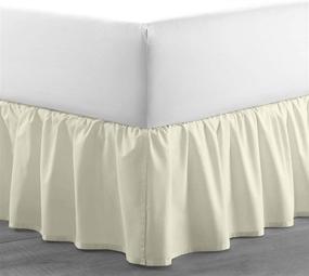 img 2 attached to 🛏️ Luxurious Linen Dust Ruffle Bed Skirt, Easy Fit Wrap Around with Platform – 100% Microfiber, 14 inch Drop, Gathered Style – Ivory Solid (Full)