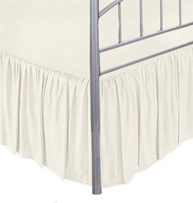 img 4 attached to 🛏️ Luxurious Linen Dust Ruffle Bed Skirt, Easy Fit Wrap Around with Platform – 100% Microfiber, 14 inch Drop, Gathered Style – Ivory Solid (Full)