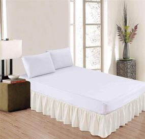img 3 attached to 🛏️ Luxurious Linen Dust Ruffle Bed Skirt, Easy Fit Wrap Around with Platform – 100% Microfiber, 14 inch Drop, Gathered Style – Ivory Solid (Full)