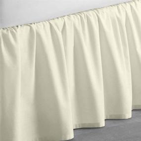 img 1 attached to 🛏️ Luxurious Linen Dust Ruffle Bed Skirt, Easy Fit Wrap Around with Platform – 100% Microfiber, 14 inch Drop, Gathered Style – Ivory Solid (Full)