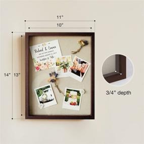 img 2 attached to Deep Wood Shadowbox Frame Set - Walnut Brown - 11x14 - Linen Board - Wall-Hanging & Free-Standing - Ideal for Showcasing Graduation, Baby, Wedding, Military, Sports Flag & Keepsake Art - Pack of 2