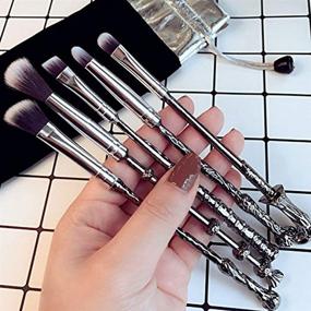 img 1 attached to Harry Potter Makeup Brush Set - 5 Piece Magic Wizard Wand Brushes for Foundation, Eyeshadow, Eyeliner, Blending, Pencil, and Lip Application - Complete with Golden Snitch Necklace