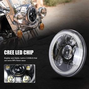 img 1 attached to Высокопроизводительный фара Halo LED для мотоцикла Harley Dyna Street Bob Super Wide Glide Low Rider Night Rod Train Softail Deuce Sportster Iron 883 - SUNPIE Motorcycle 5-3/4 5.75".