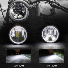 img 3 attached to Высокопроизводительный фара Halo LED для мотоцикла Harley Dyna Street Bob Super Wide Glide Low Rider Night Rod Train Softail Deuce Sportster Iron 883 - SUNPIE Motorcycle 5-3/4 5.75".