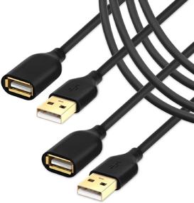 img 4 attached to Besgoods 2-Pack USB 2.0 6ft USB Extension Cable Extender Cord - A Male to A Female USB Extension Cord with Gold-Plated Connector – Black: Enhance Connectivity and Extend Reach for Your USB Devices!