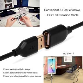 img 1 attached to Besgoods 2-Pack USB 2.0 6ft USB Extension Cable Extender Cord - A Male to A Female USB Extension Cord with Gold-Plated Connector – Black: Enhance Connectivity and Extend Reach for Your USB Devices!