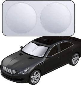img 4 attached to 🔆 Foldable Car Windshield Sun Shade - 210T Reflective Fabric Blocks UV Rays Sun Visor for Sedans, SUVs, and Trucks - Keep Your Vehicle Cooler