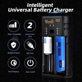 img 2 attached to 🔋 Yonii Q2 Universal 18650 Battery Charger with USB | Portable 2 Bay Charger for Rechargeable Batteries Li-ion/IMR/INR/ICR 18650 21700 26700 17500 | Ni-MH/Ni-CD AA AAA AAAA