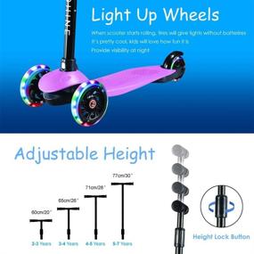 img 3 attached to 🛴 Kids 3 Wheel Scooter for Ages 3-5: LED Light Up Wheels, Adjustable Height, Lean to Steer, Extra Wide Deck, Rear Brake - Ideal for Boys and Girls