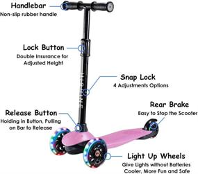 img 2 attached to 🛴 Kids 3 Wheel Scooter for Ages 3-5: LED Light Up Wheels, Adjustable Height, Lean to Steer, Extra Wide Deck, Rear Brake - Ideal for Boys and Girls