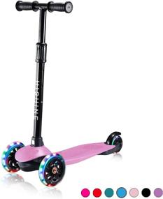 img 4 attached to 🛴 Kids 3 Wheel Scooter for Ages 3-5: LED Light Up Wheels, Adjustable Height, Lean to Steer, Extra Wide Deck, Rear Brake - Ideal for Boys and Girls