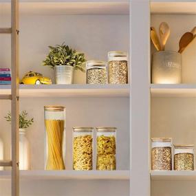 img 1 attached to 🏙️ Urban Green Glass Jar with Bamboo Lids: Airtight Food Storage Containers & Pantry Organizer Set of 5