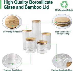 img 3 attached to 🏙️ Urban Green Glass Jar with Bamboo Lids: Airtight Food Storage Containers & Pantry Organizer Set of 5