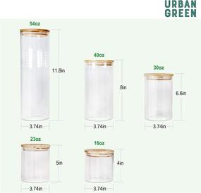 img 2 attached to 🏙️ Urban Green Glass Jar with Bamboo Lids: Airtight Food Storage Containers & Pantry Organizer Set of 5