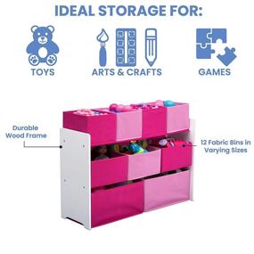 img 1 attached to 🗑️ White/Pink Bins Deluxe Multi-Bin Toy Organizer with Storage by Delta Children
