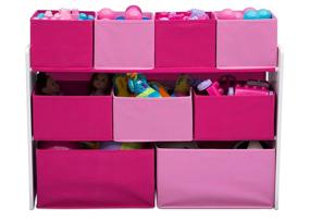 img 3 attached to 🗑️ White/Pink Bins Deluxe Multi-Bin Toy Organizer with Storage by Delta Children