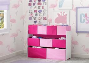 img 2 attached to 🗑️ White/Pink Bins Deluxe Multi-Bin Toy Organizer with Storage by Delta Children
