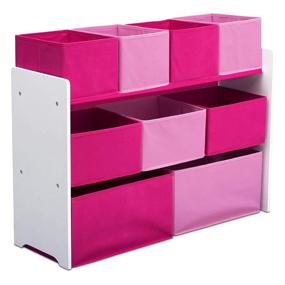 img 4 attached to 🗑️ White/Pink Bins Deluxe Multi-Bin Toy Organizer with Storage by Delta Children