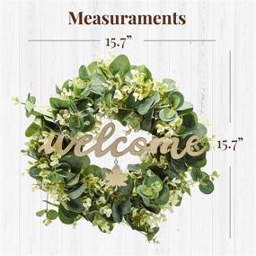 img 2 attached to 🏡 Versatile PRE-LIT Front Door Wreaths for All Seasons: Farmhouse Style with Lush Greenery, Interchangeable Welcome Sign, and Year-Round Appeal