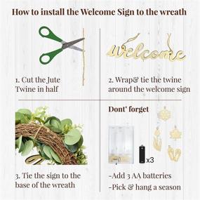 img 3 attached to 🏡 Versatile PRE-LIT Front Door Wreaths for All Seasons: Farmhouse Style with Lush Greenery, Interchangeable Welcome Sign, and Year-Round Appeal