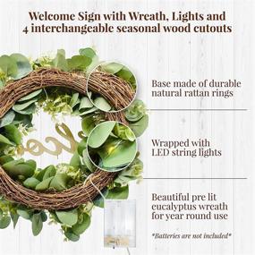 img 1 attached to 🏡 Versatile PRE-LIT Front Door Wreaths for All Seasons: Farmhouse Style with Lush Greenery, Interchangeable Welcome Sign, and Year-Round Appeal