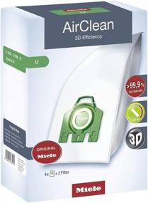 img 1 attached to 👜 Miele 10123230 AirClean 3D Efficiency Dust Bag - Type U (4 Pack) with 2 Air Filters - Green