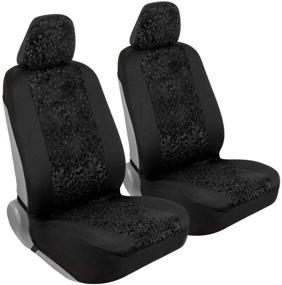 img 3 attached to BDK Black Leopard Print Car Seat Covers, Front Seats Only – Animal Pattern Seat Cover Set with Matching Headrest, Sideless Design for Easy Installation, Universal Fit for Car Truck Van and SUV