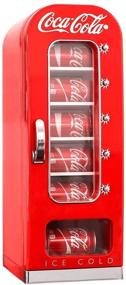 img 4 attached to 🥤 Coca-Cola Retro Vending Machine Style Mini Fridge - 10 Can Thermoelectric Cooling System, 12V DC/110V AC - Ideal for Home, Dorm, Office, Travel, Games Room - Enhance Your Refreshment Experience with Tall Window Display