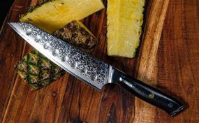 img 1 attached to 🔪 Поварской нож Oxford Chef Kiritsuke: 8 дюймов, дамасская японская VG10 суперсталь, 67 слоев высокоуглеродистой нержавеющей стали.