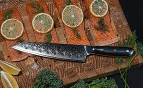 img 3 attached to 🔪 Поварской нож Oxford Chef Kiritsuke: 8 дюймов, дамасская японская VG10 суперсталь, 67 слоев высокоуглеродистой нержавеющей стали.