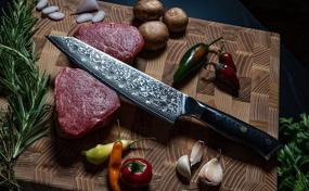 img 2 attached to 🔪 Поварской нож Oxford Chef Kiritsuke: 8 дюймов, дамасская японская VG10 суперсталь, 67 слоев высокоуглеродистой нержавеющей стали.