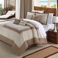 🐚 transform your bedroom with the elegant chic home seashell 8-piece comforter set, queen, taupe logo