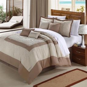 img 1 attached to 🐚 Transform Your Bedroom with the Elegant Chic Home Seashell 8-Piece Comforter Set, Queen, Taupe