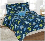 🦖 linen plus dinosaur comforter set for boys - dark blue, green, grey (full size) logo