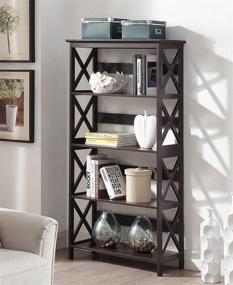 img 4 attached to 📚 Oxford Espresso 5 Tier Bookcase by Convenience Concepts