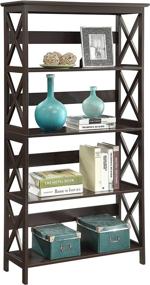 img 3 attached to 📚 Oxford Espresso 5 Tier Bookcase by Convenience Concepts