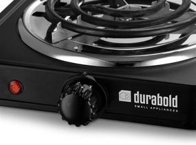 img 2 attached to 🔥 Durable and Versatile Kitchen Countertop Cast-Iron Burner by Durabold - Perfect for RVs, Small Apartments, Camping, Cookery Demonstrations, and Extra Cooking Space – Stainless Steel Body (Black)