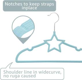 img 2 attached to ManGotree Velvet Baby Clothes Hanger: Premium Children’s Coat Hanger with Notched Shoulder and Non-Slip Design (15 Pack, Blue Star-Shaped)