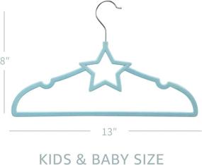 img 3 attached to ManGotree Velvet Baby Clothes Hanger: Premium Children’s Coat Hanger with Notched Shoulder and Non-Slip Design (15 Pack, Blue Star-Shaped)