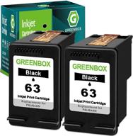 🖨️ greenbox remanufactured 63 black ink cartridge replacement for hp 63 63 - compatible with hp officejet 3830, 5255, 5258; envy 4520, 4512, 4513, 4516; deskjet 1112, 1110, 3630, 3632, 3634, 2132 printer (2 black) logo
