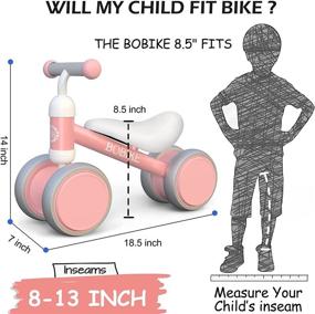 img 3 attached to 🚲 BOBIKE Baby Balance Bike Toys for 1 Year Old Girl Gifts | 10-24 Months Kids Toy | Toddler Best First Birthday Gift | Baby Walker No Pedal | Infant 4 Wheels Bicycle | Pink