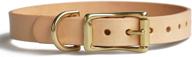 🐶 premium jeereal leather dog collar: stylish solid brass hardware for small, medium dogs & cats logo